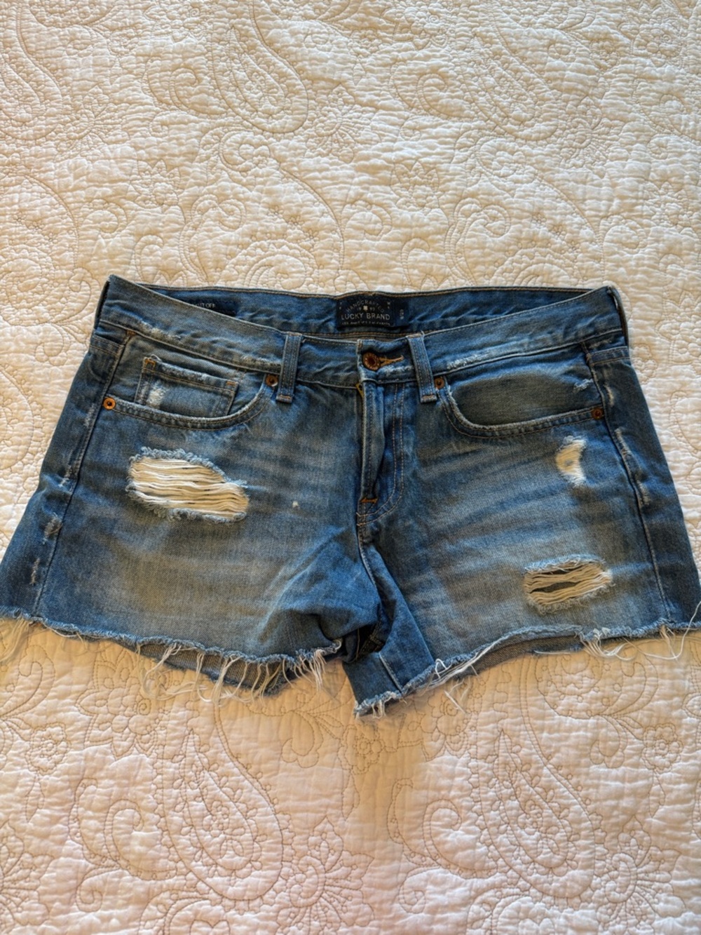 Lucky Brand Women's Blue Distressed Cutoff Denim Shorts